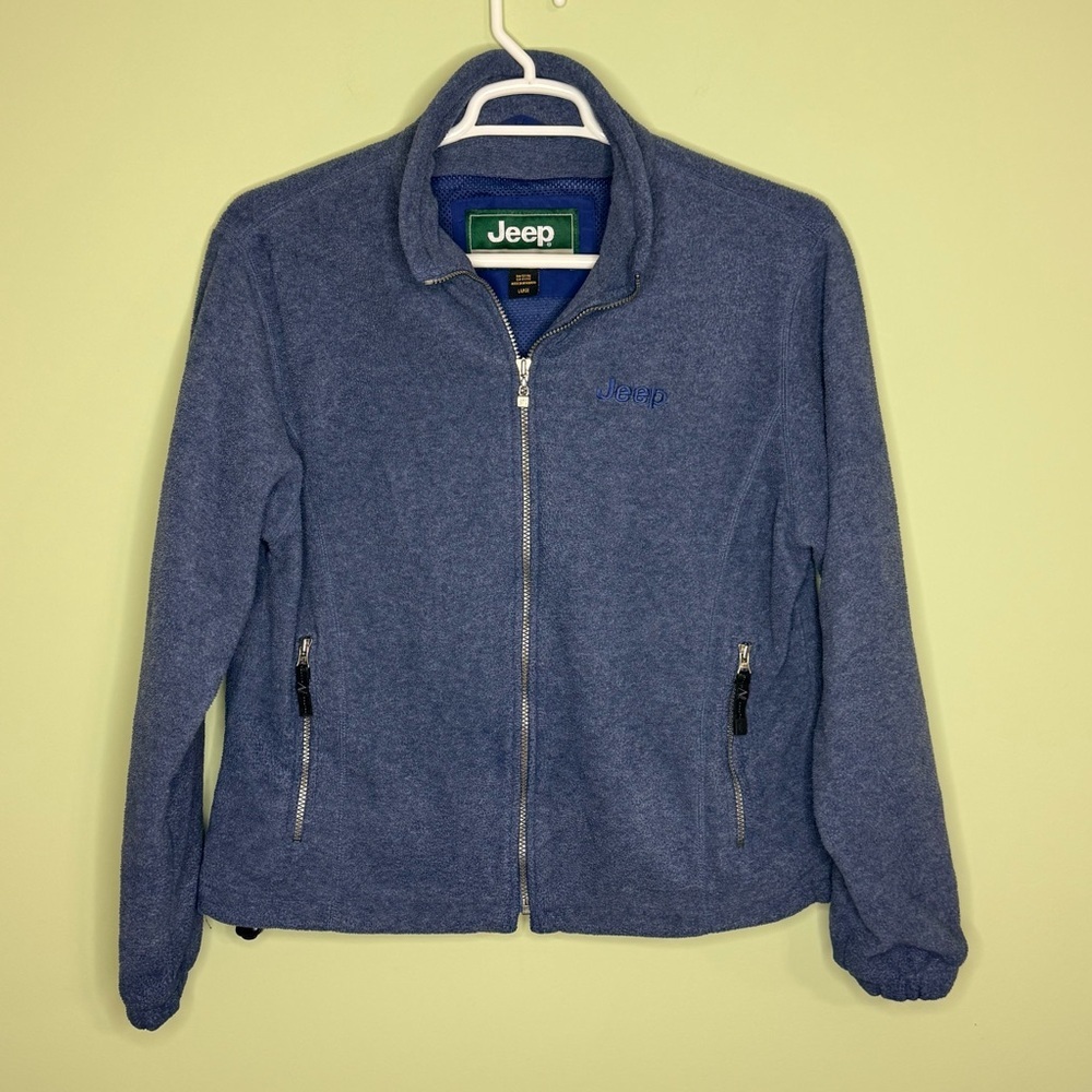 Jeep - branded Navy Fleece Jacket embroidered unisex L full zip coat pockets